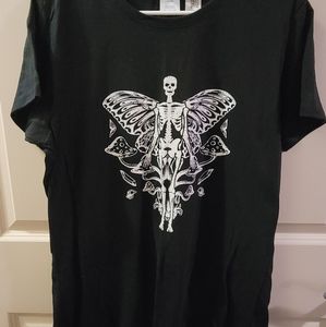 Black Tee with Butterfly Skeleton Design